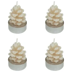JJA Lot de 4 bougies chauffe-plats Pomme de pain enneigée Beige Online