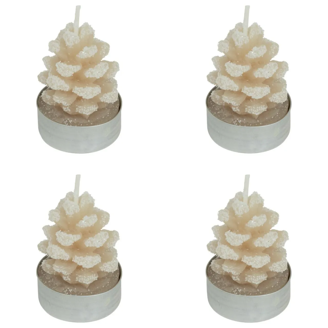 JJA Lot de 4 bougies chauffe-plats Pomme de pain enneigée Beige Online