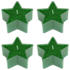 JJA Lot de 4 bougies chauffe-plat Étoiles pailleté Vert
