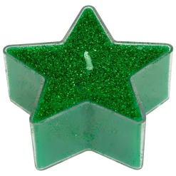 JJA Lot de 4 bougies chauffe-plat Étoiles pailleté Vert