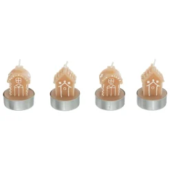 FEERIC LIGHTS Lot de 4 bougies (H6 cm) Maisons de village Marron Hot