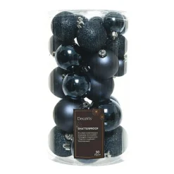 KAEMINGK Lot de 30 boules de Noël Alpine assorties Bleu nuit Discount