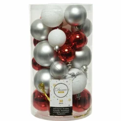 KAEMINGK Lot de 30 boules de Noël Alpine mix couleurs Rouge / Argent Tricolore_Rouge_Blanc_Argent Online