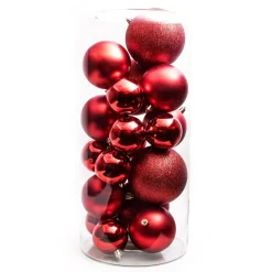 EMINZA Lot de 20 boules de Noël assorties New Alpine Rouge Discount
