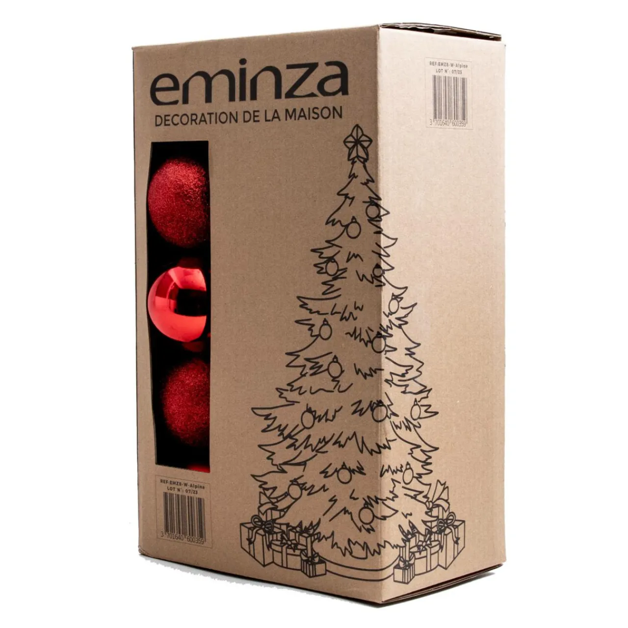 EMINZA Lot de 20 boules de Noël assorties New Alpine Rouge Discount