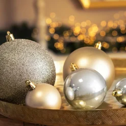 EMINZA Lot de 20 boules de Noël assorties New Alpine Perle Hot