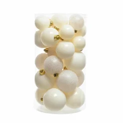 KAEMINGK Lot de 30 boules de Noël assorties Alpine Blanc laine Online
