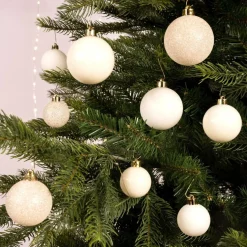 KAEMINGK Lot de 30 boules de Noël assorties Alpine Blanc laine Online