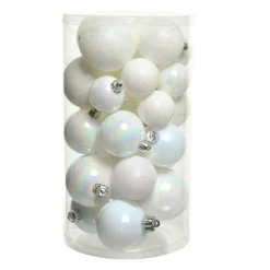 KAEMINGK Lot de 30 boules de Noël assorties Alpine Blanc irisé New