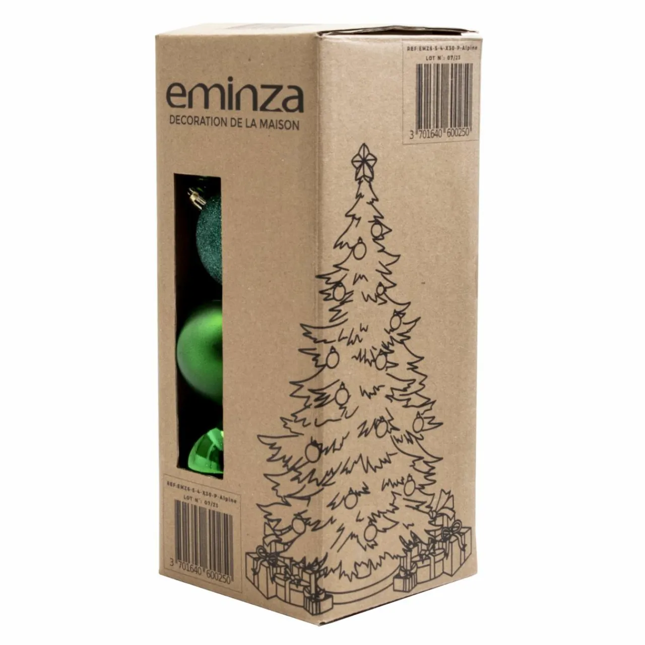 EMINZA Lot de 30 boules de Noël assorties New Alpine Vert sapin