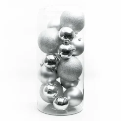 EMINZA Lot de 20 boules de Noël assorties New Alpine Argent Discount