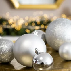 EMINZA Lot de 20 boules de Noël assorties New Alpine Argent Discount