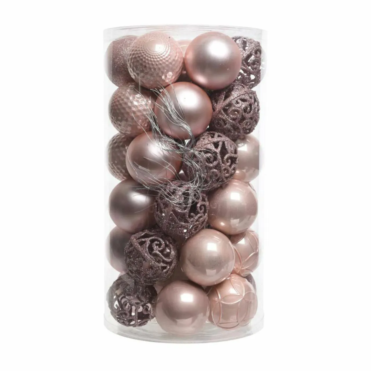 KAEMINGK Lot de 37 boules de Noël (D60 mm) Alpine Mix Rose poudré