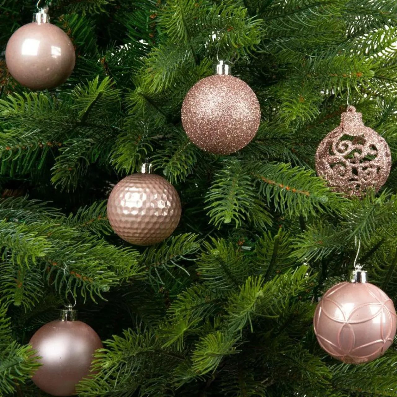 KAEMINGK Lot de 37 boules de Noël (D60 mm) Alpine Mix Rose poudré