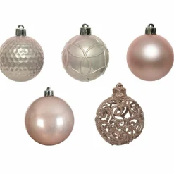 KAEMINGK Lot de 37 boules de Noël (D60 mm) Alpine Mix Rose poudré