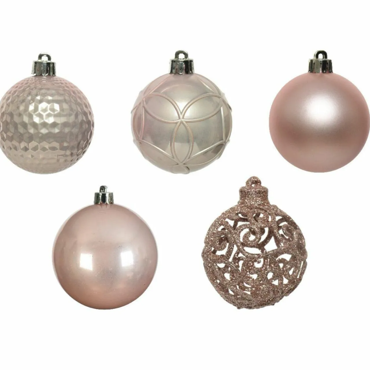 KAEMINGK Lot de 37 boules de Noël (D60 mm) Alpine Mix Rose poudré