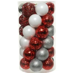 KAEMINGK Lot de 37 boules de Noël (D60 mm) Alpine mix couleurs Argent Discount