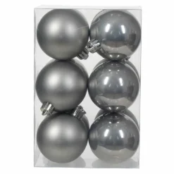 KAEMINGK Lot de 12 boules de Noël (D60 mm) Alpine Gris marbre Clearance