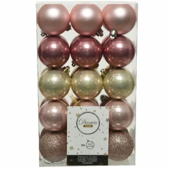 KAEMINGK Lot de 30 boules de Noël (D60 mm) Alpine multi Rose poudré Hot