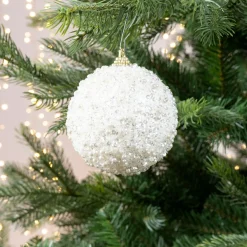 KAEMINGK Lot de 12 boules de Noël (D80 mm) Altesse perlée Blanc laine Clearance