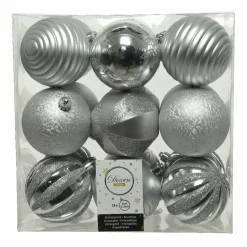 KAEMINGK Lot de 18 boules de Noël (D80 mm) Anaelle Argent Sale