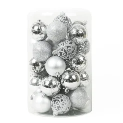 KAEMINGK Lot de 35 boules de Noël (D60 mm) Aravis Argent New