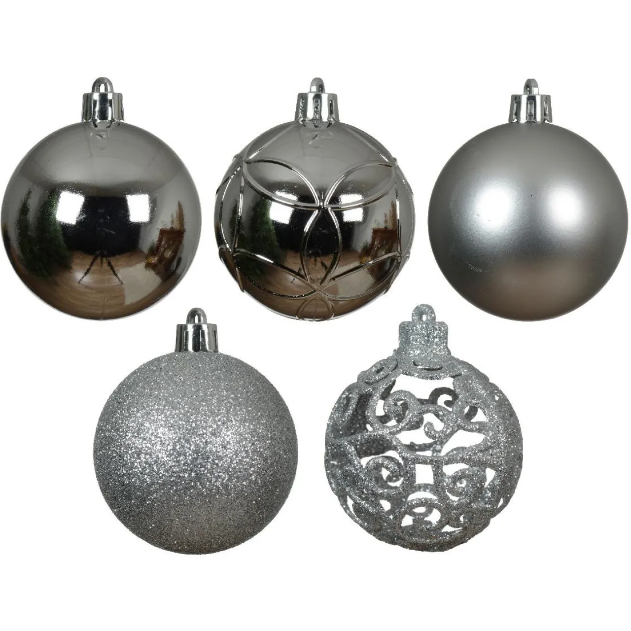 KAEMINGK Lot de 35 boules de Noël (D60 mm) Aravis Argent New