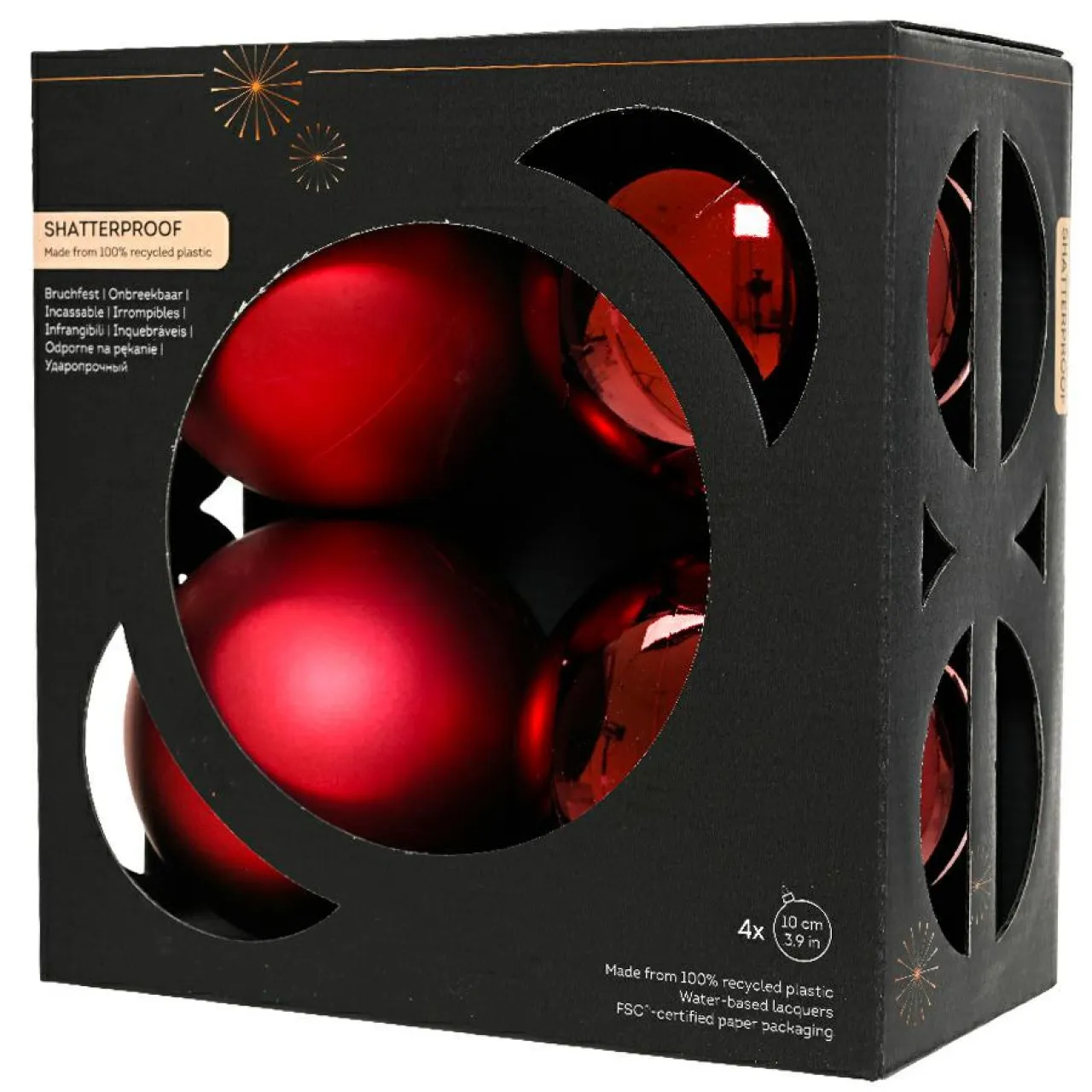 KAEMINGK Lot de 4 boules de Noël (D100 mm) Aravis Bordeaux Best