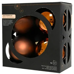 KAEMINGK Lot de 4 boules de Noël (D100 mm) Aravis Brun café Online