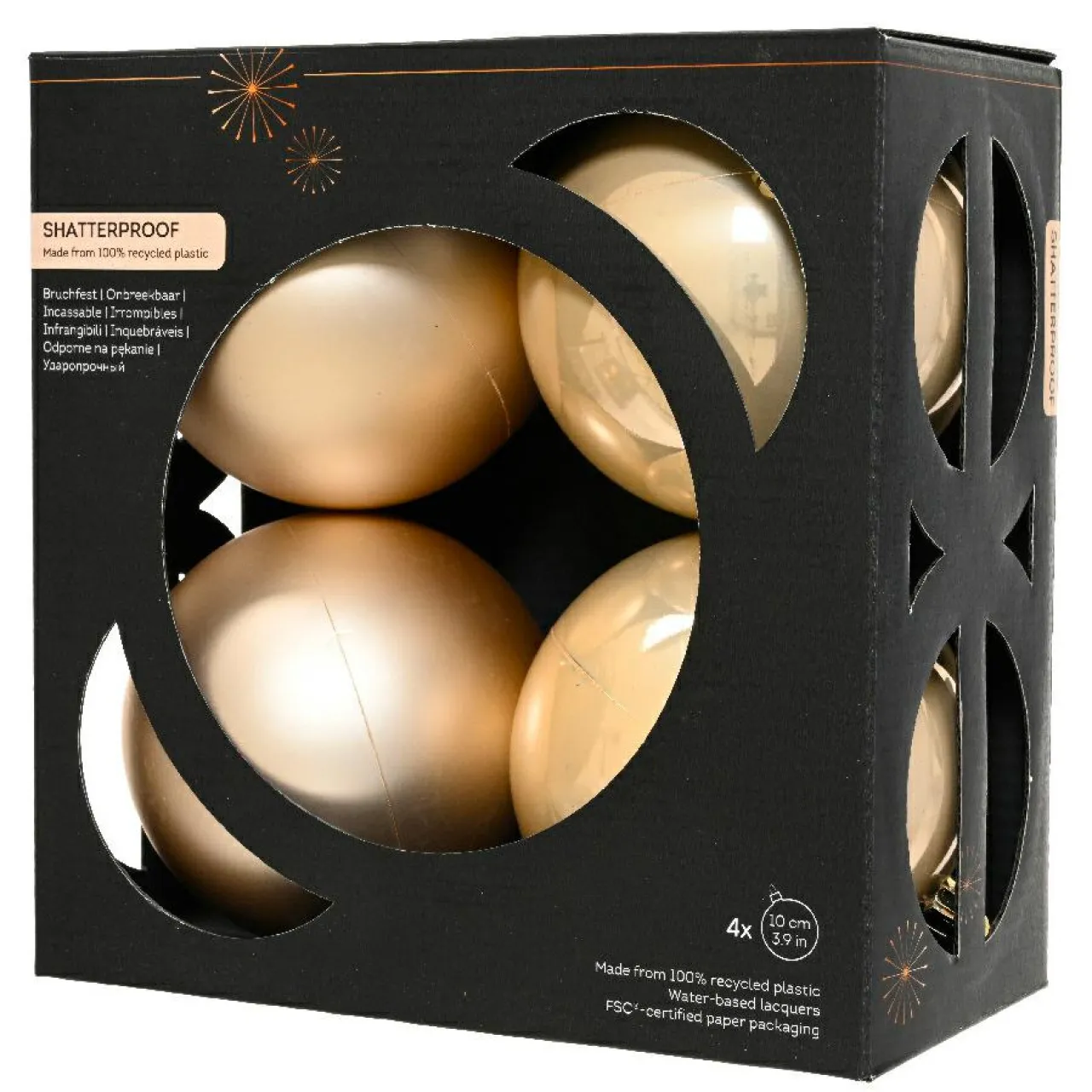 KAEMINGK Lot de 4 boules de Noël (D100 mm) Aravis Perle Clearance