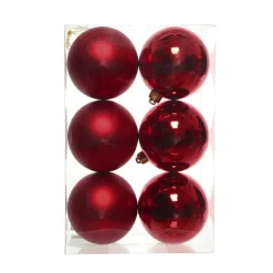 KAEMINGK Lot de 6 boules de Noël (D80 mm) Aravis Bordeaux Discount