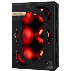KAEMINGK Lot de 6 boules de Noël (D80 mm) Aravis Rouge Best