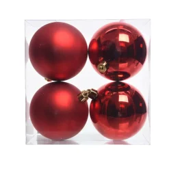 KAEMINGK Lot de 4 boules de Noël (D100 mm) Aravis Rouge