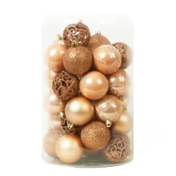 KAEMINGK Lot de 35 boules de Noël (D60 mm) Aravis mix Pêche Hot