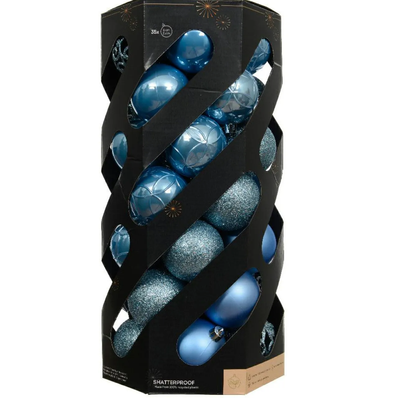 KAEMINGK Lot de 35 boules de Noël (D60 mm) Aravis Bleu Ciel Clearance