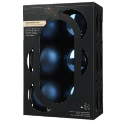 KAEMINGK Lot de 6 boules de Noël (D80 mm) Aravis Bleu nuit New