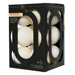 KAEMINGK Lot de 12 boules de Noël (D60 mm) Aravis Blanc laine