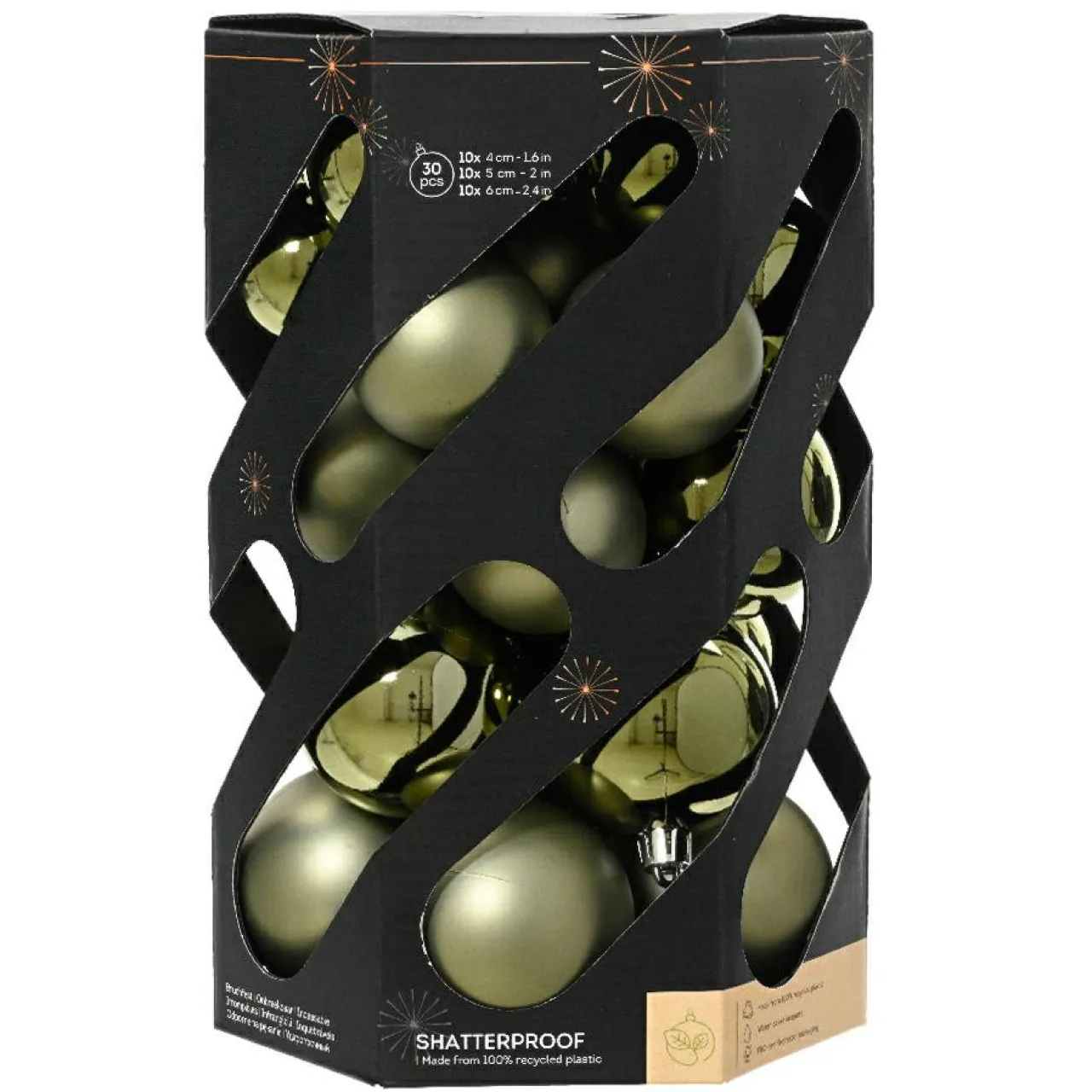 KAEMINGK Lot de 30 boules de Noël (D60 mm) Aravis Vert romarin