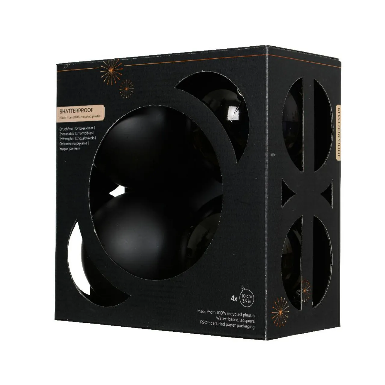 KAEMINGK Lot de 4 boules de Noël (D100 mm) Aravis Noir Online