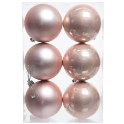 KAEMINGK Lot de 6 boules de Noël (D80 mm) Aravis Rose poudré Clearance