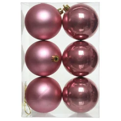 KAEMINGK Lot de 6 boules de Noël (D80 mm) Aravis Vieux rose Discount