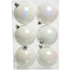 KAEMINGK Lot de 6 boules de Noël (D80 mm) Aravis Blanc irisé New