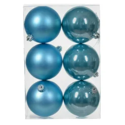KAEMINGK Lot de 6 boules de Noël (D80 mm) Aravis Bleu pétillant Hot