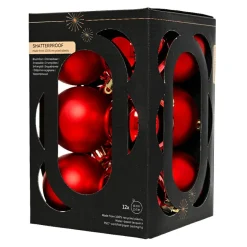 KAEMINGK Lot de 12 boules de Noël (D60 mm) Aravis Rouge Discount