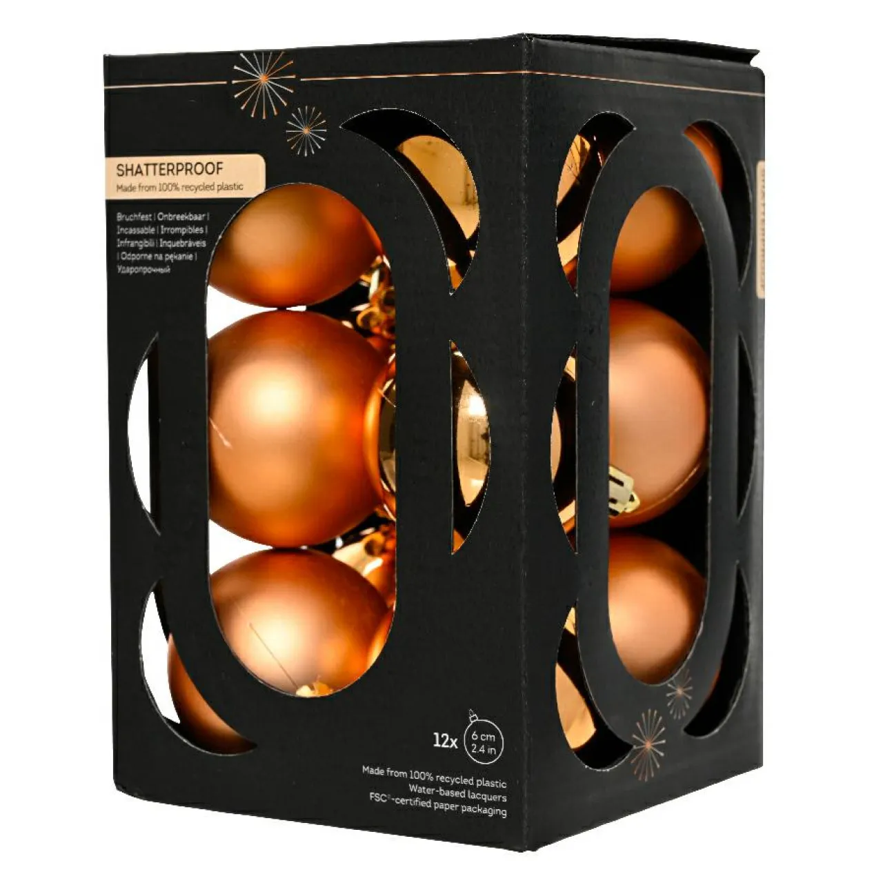 KAEMINGK Lot de 12 boules de Noël (D60 mm) Aravis Cognac Hot
