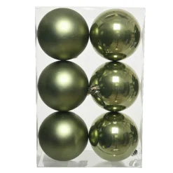 KAEMINGK Lot de 6 boules de Noël (D80 mm) Aravis Vert romarin Hot