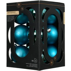 KAEMINGK Lot de 12 boules de Noël (D60 mm) Aravis Bleu pétillant