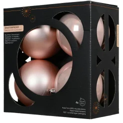 KAEMINGK Lot de 4 boules de Noël (D100 mm) Aravis Rose poudré Best