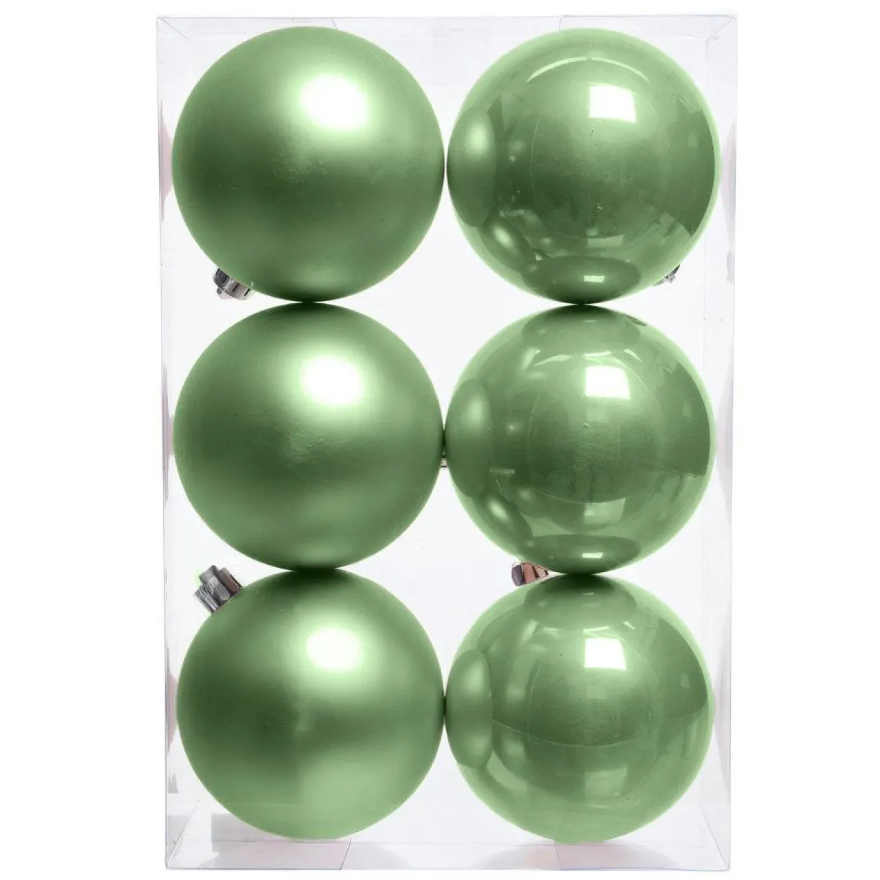 KAEMINGK Lot de 6 boules de Noël (D80 mm) Aravis Vert thé matcha Vert matcha Discount