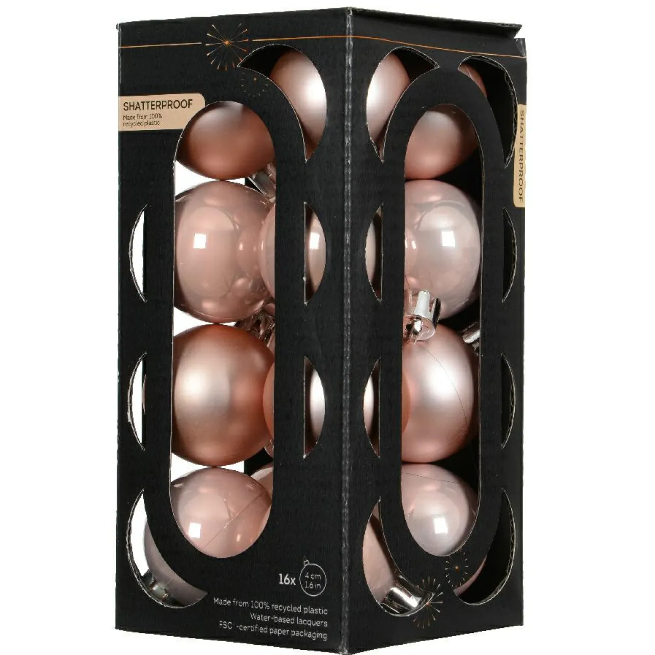 KAEMINGK Lot de 16 boules de Noël (D40 mm) Aravis Rose poudré Best